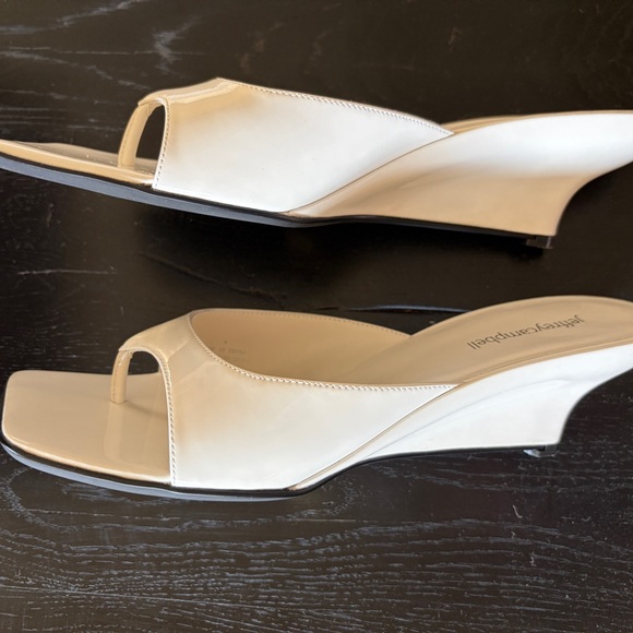 Jeffrey Campbell Cream Patent Leather Wedge Mule - Picture 2 of 10